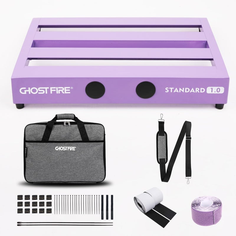 GHOSTFIRE Ghost Fire Limited Edition Guitar Pedal Board Aluminum Alloy 2.6lb Effect Pedalboard 17"x12.5"x3 "with Carry Bag,New V series (V-STANDARD 1.0 PURPLE) - Image 1